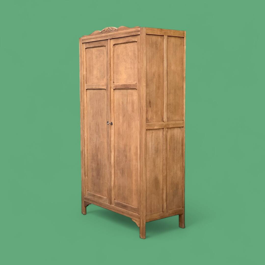Parisian wardrobe, art deco raw wood wardrobe, 1930