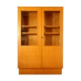 Modernist glass library in blond wood 1960