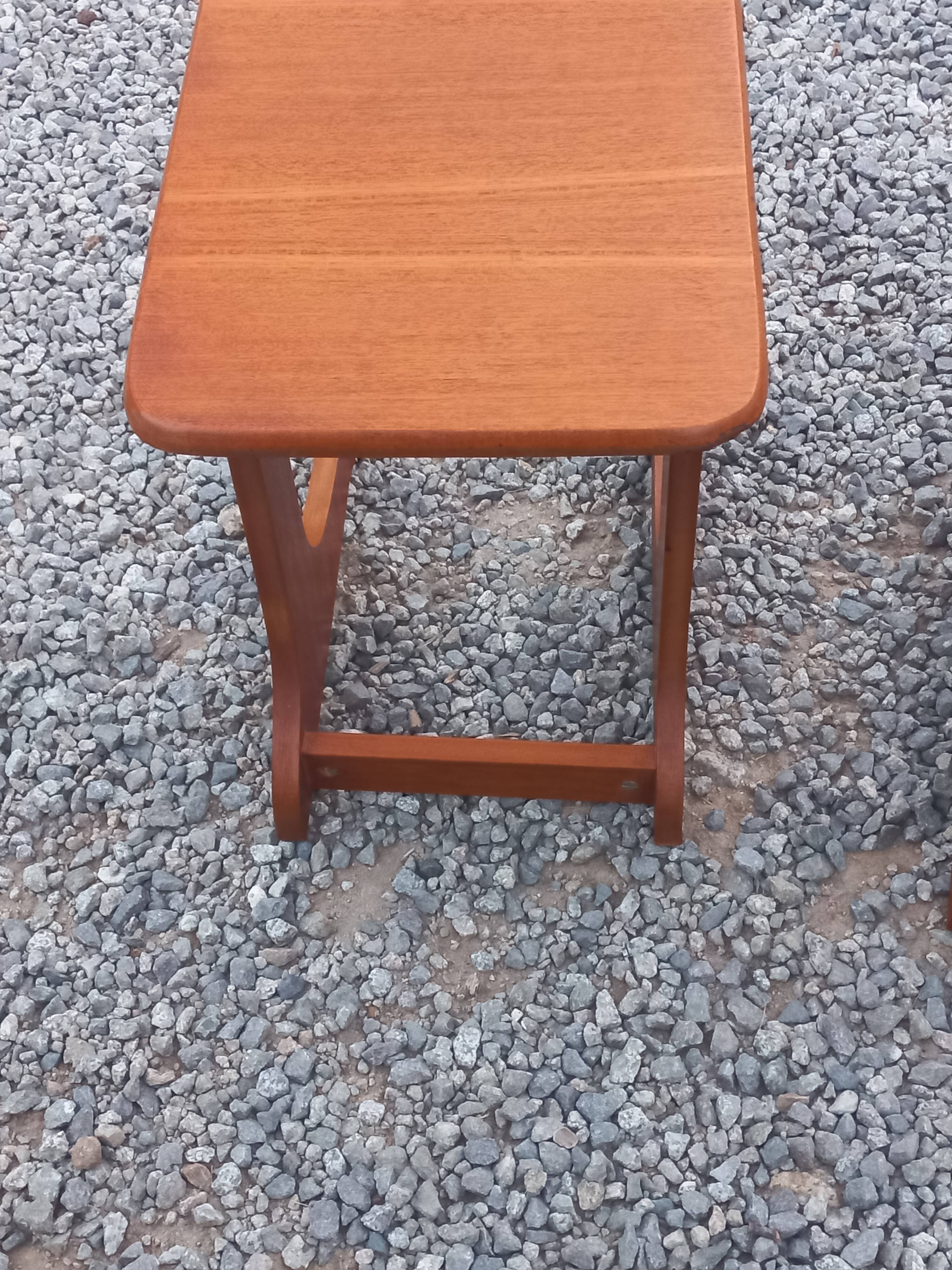 Set of 3 nesting tables in Scandinavian style made of teak from the 1970s.