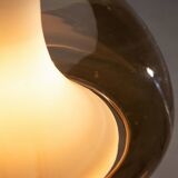 Hanging lamp with smoked Murano glass and opaline inner shade