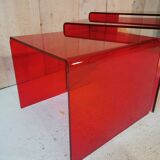 Red plexiglass nesting tables