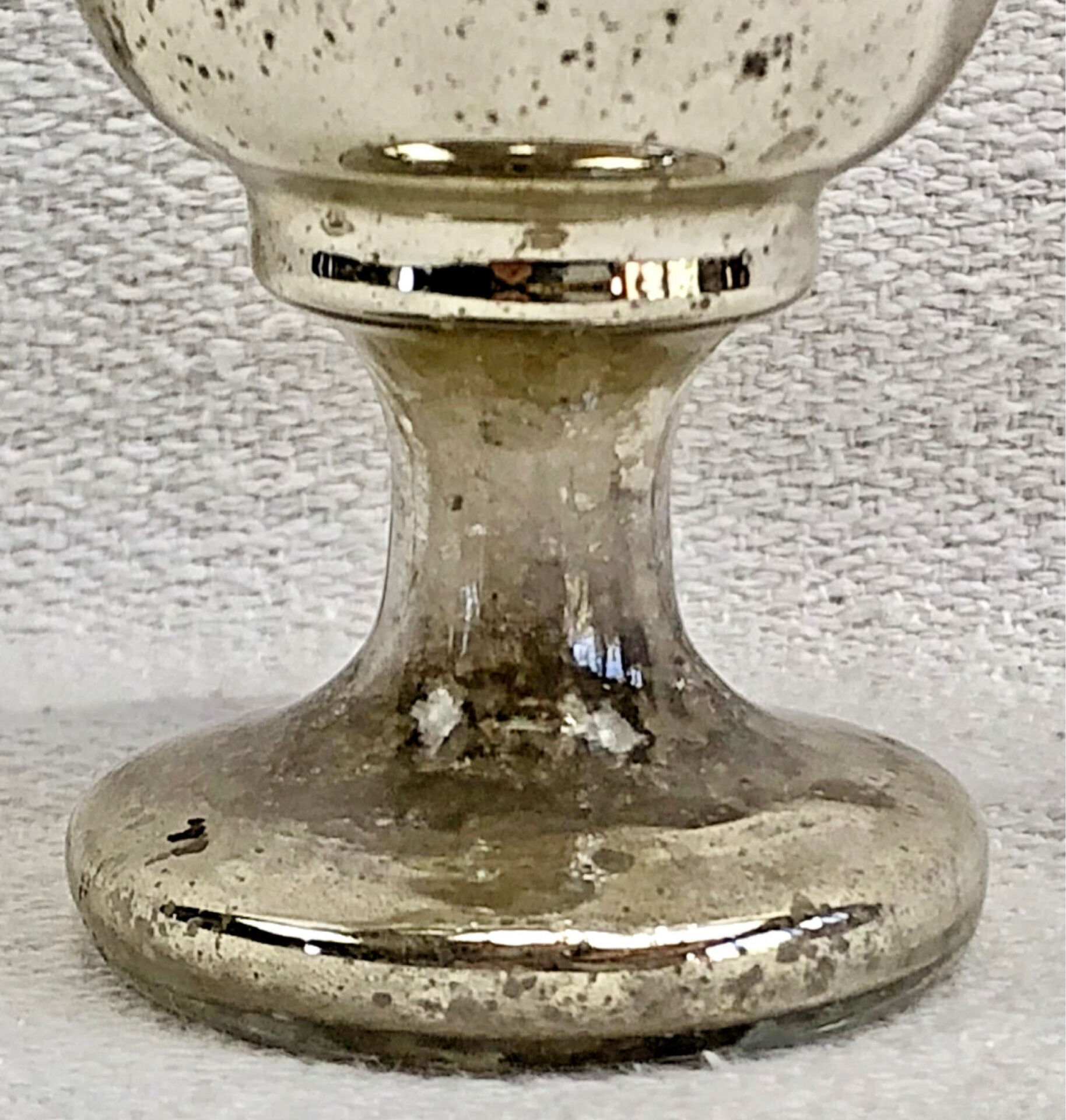 Painted blown glass egg cup with mercury gilding, 19th century.