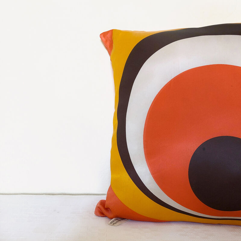 70's orange geometric cushion