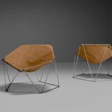 Early ocher canvas Penta chairs by Jean-Paul Barray & Kim Moltzer for Bofinger