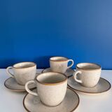Speckled beige cup and saucer coffee set