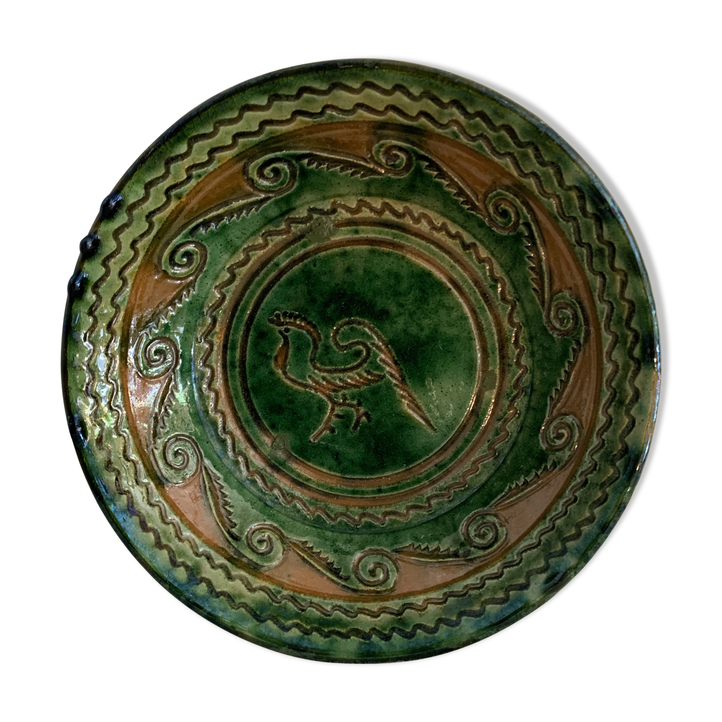 Tito Ubeda Spanish green ceramic fruit cup