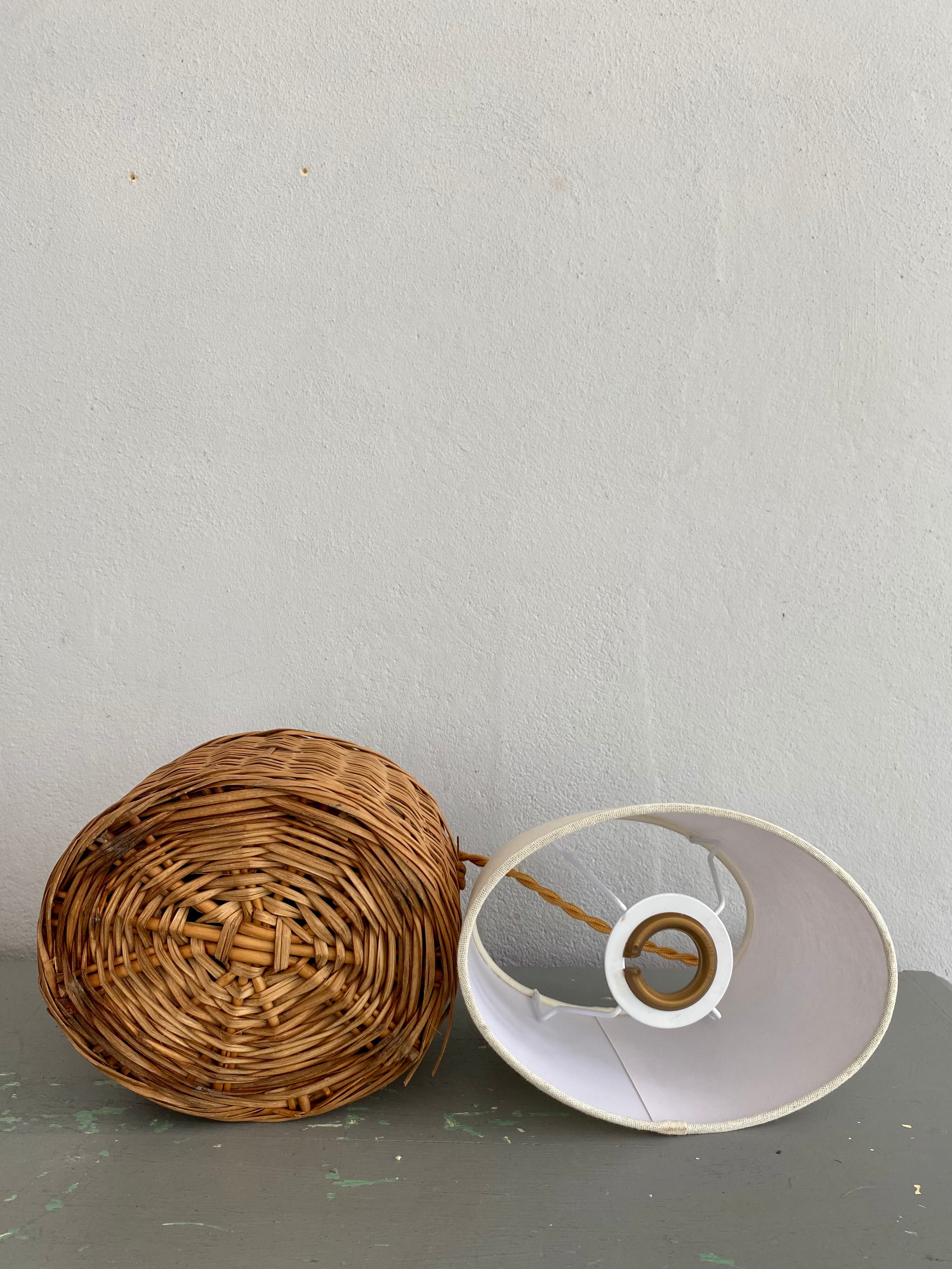 Wicker lamp, lampshade, cable 2 m fabric