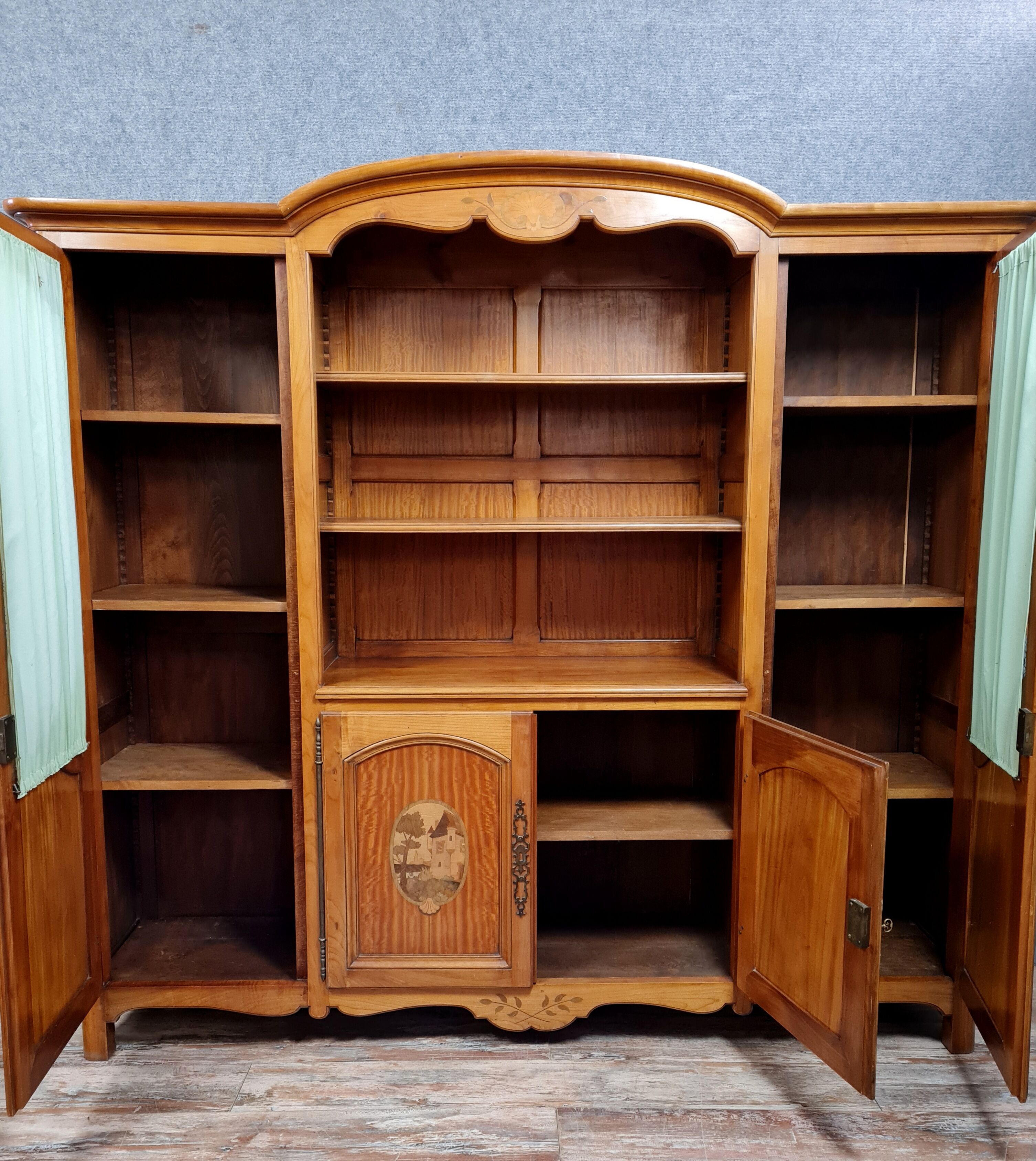 Louis XV style bookcase in marquetry and fine wood circa 1850