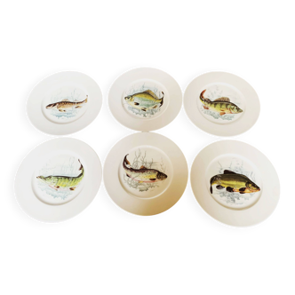 6 Bavarian Winterling porcelain fish plates