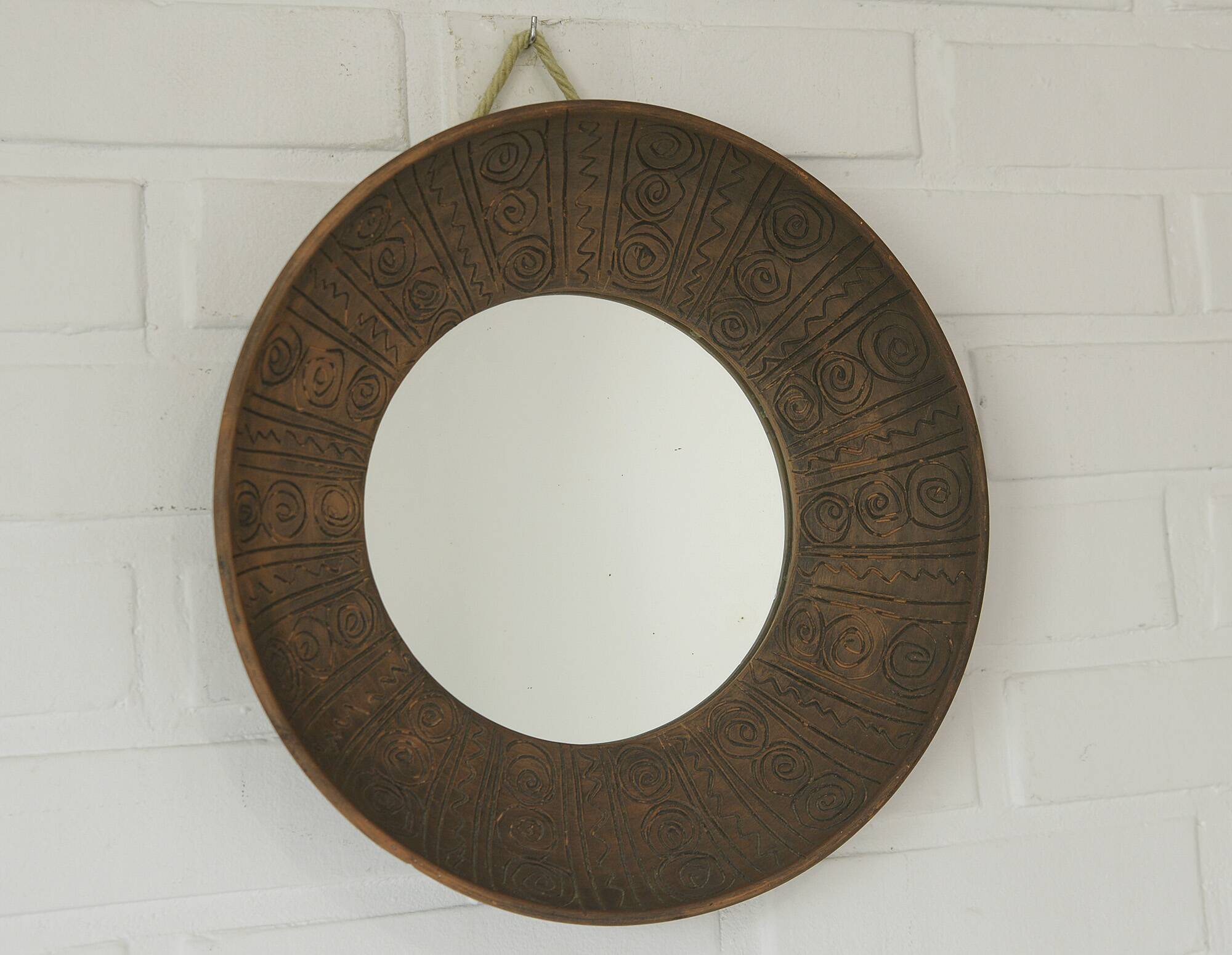 Unique Vintage Wall Mirror Handmade Ceramic Decorative Mirror Yugoslavia 70