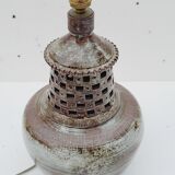 Vintage lamp foot in openwork ceramic email brown gray signed