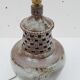 Vintage lamp foot in openwork ceramic email brown gray signed