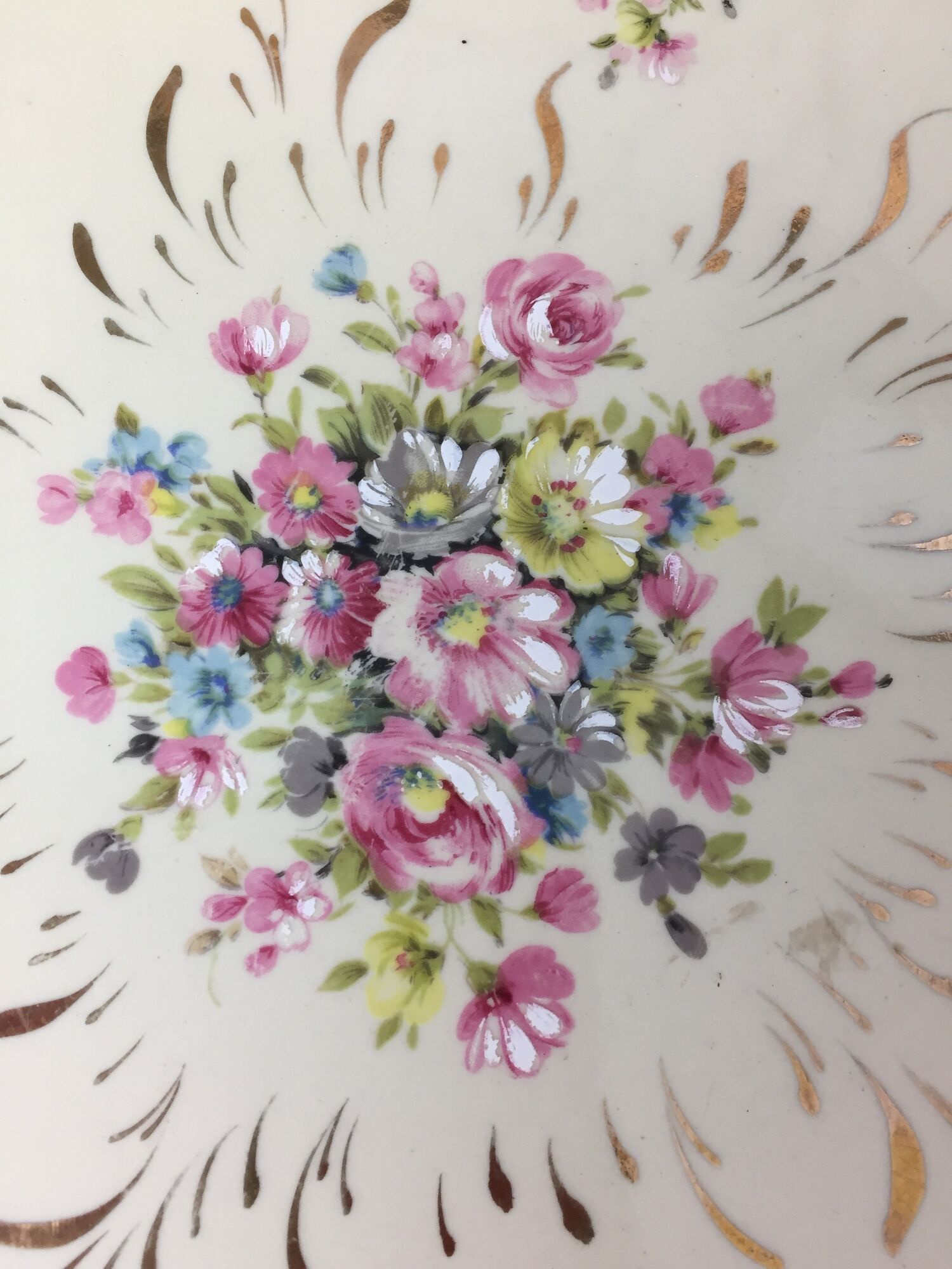 Round dish floral decoration made in france porcelain Limoges