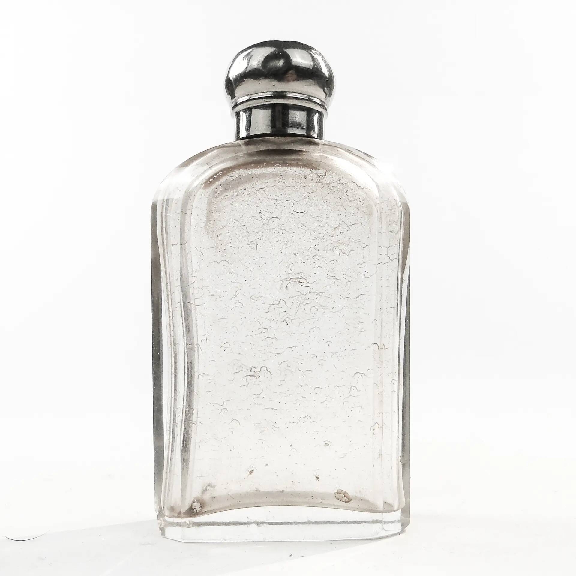 Art Deco hip flask, crystal, France, 1930s