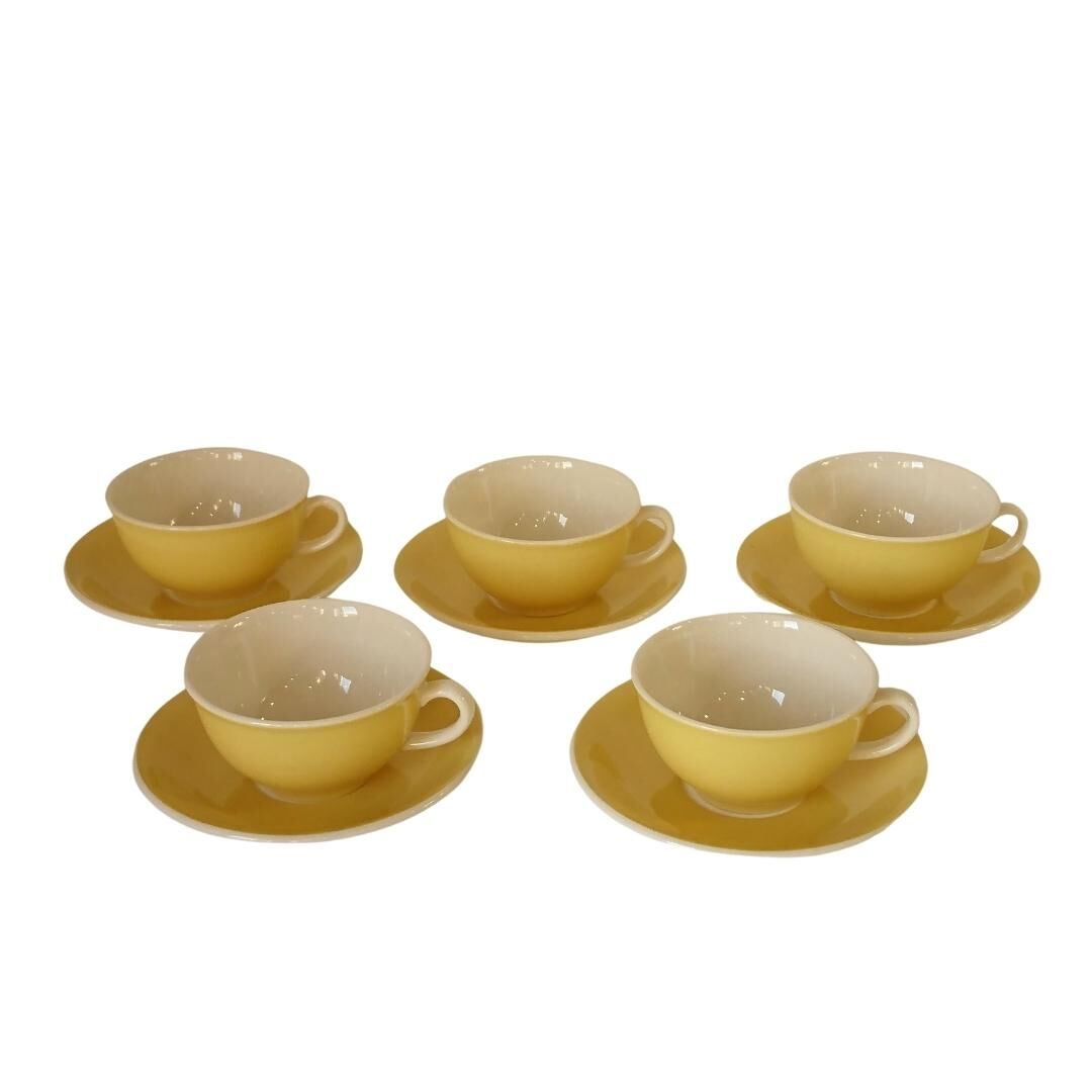 Coffee set 5 yellow cups Villeroy & Boch vintage