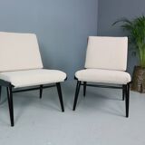 2x 'boomerang' h. mitzlaff, e. schmidt for soloform, bouclé lounge chairs, 1953