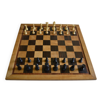 Luxury Vintage Chess Set with Boxed Pieces and Large Wooden Board