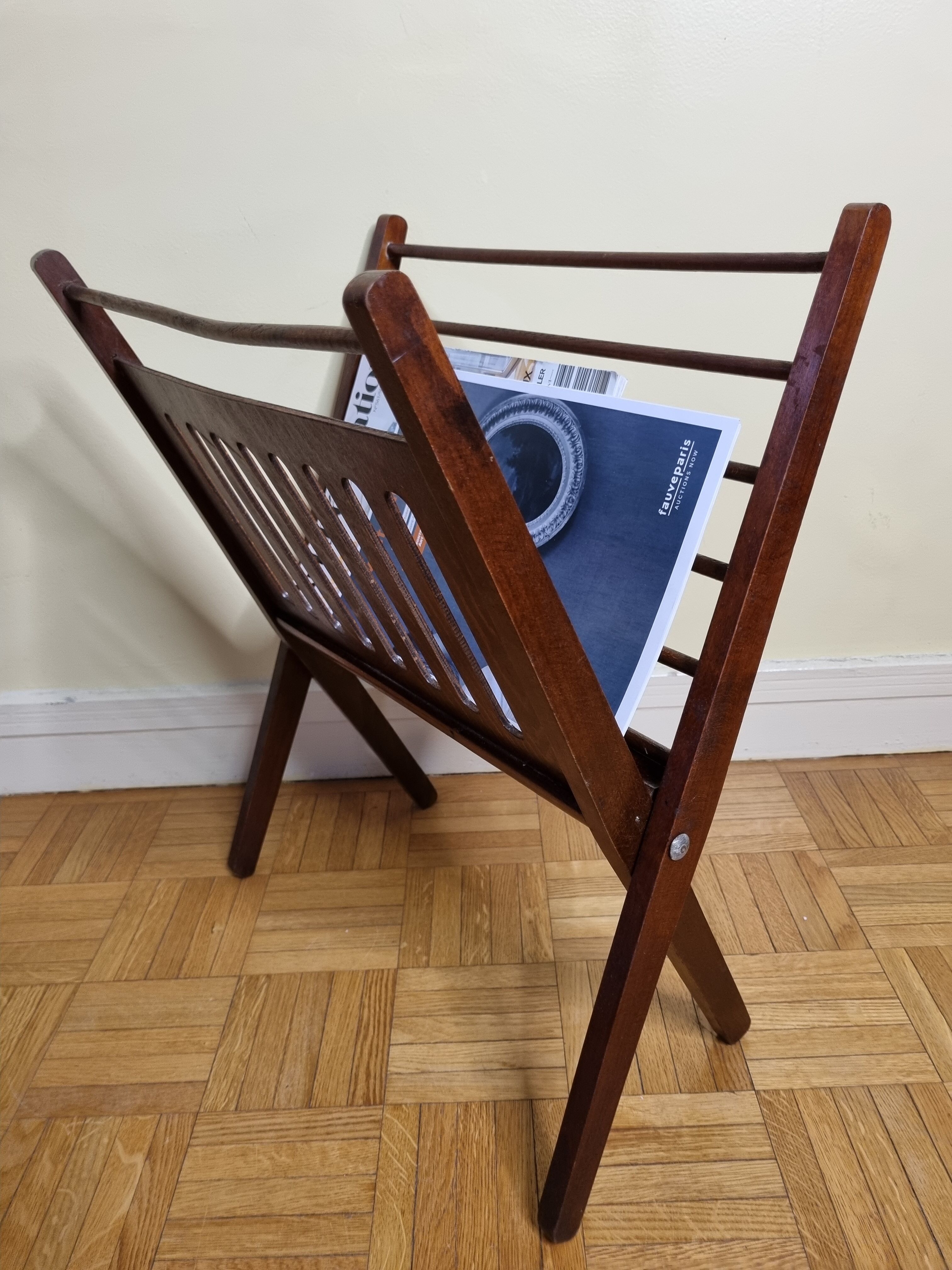 Folding teak magazine holder by Cees Braakman