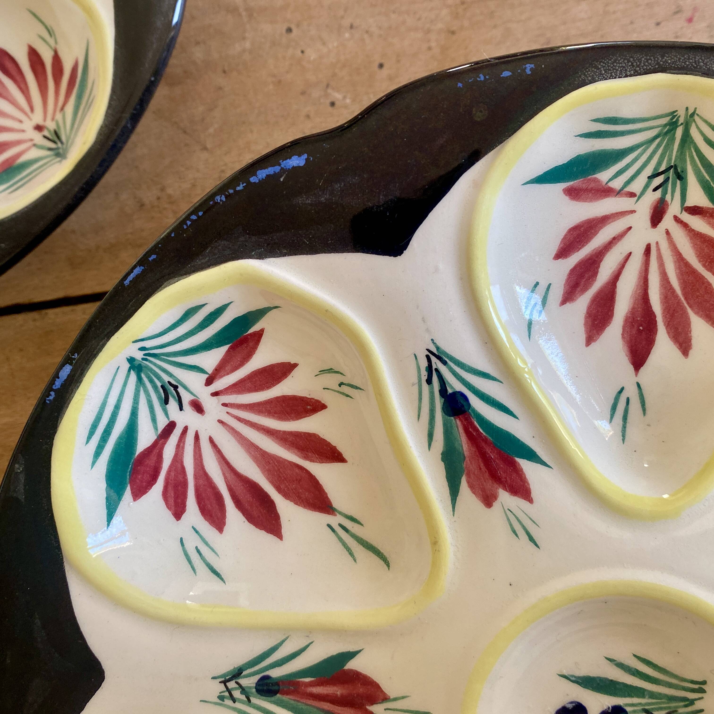 Set of 6 vintage oyster plates - Henriot - Quimper
