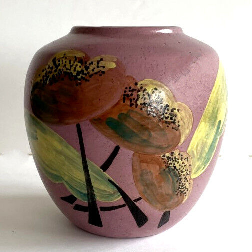 Art Deco earthenware vase signed Simone Larrieu