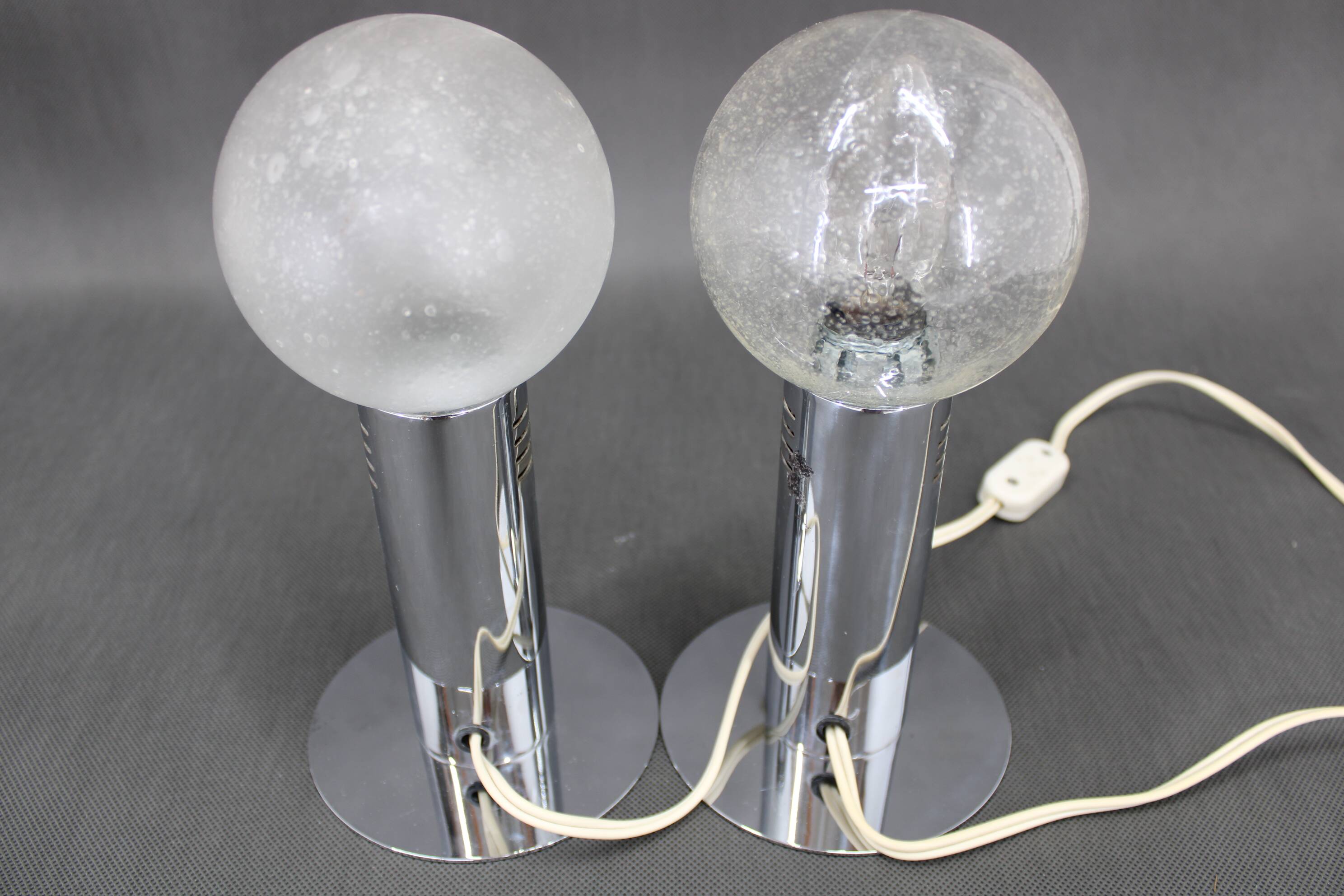 1970s Pair of Chrome Plated Lamps ,Italy
