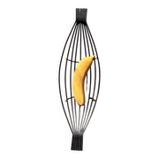 Minimalist black steel wire fruit bowl from the 1950s.