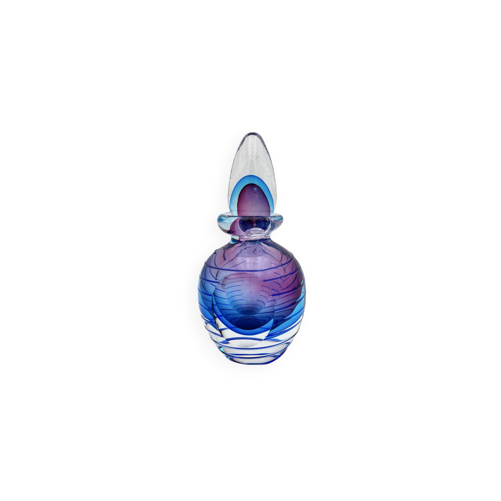 Murano Sommerso Perfume Bottle Signed with Polished Glass Faces 19cm