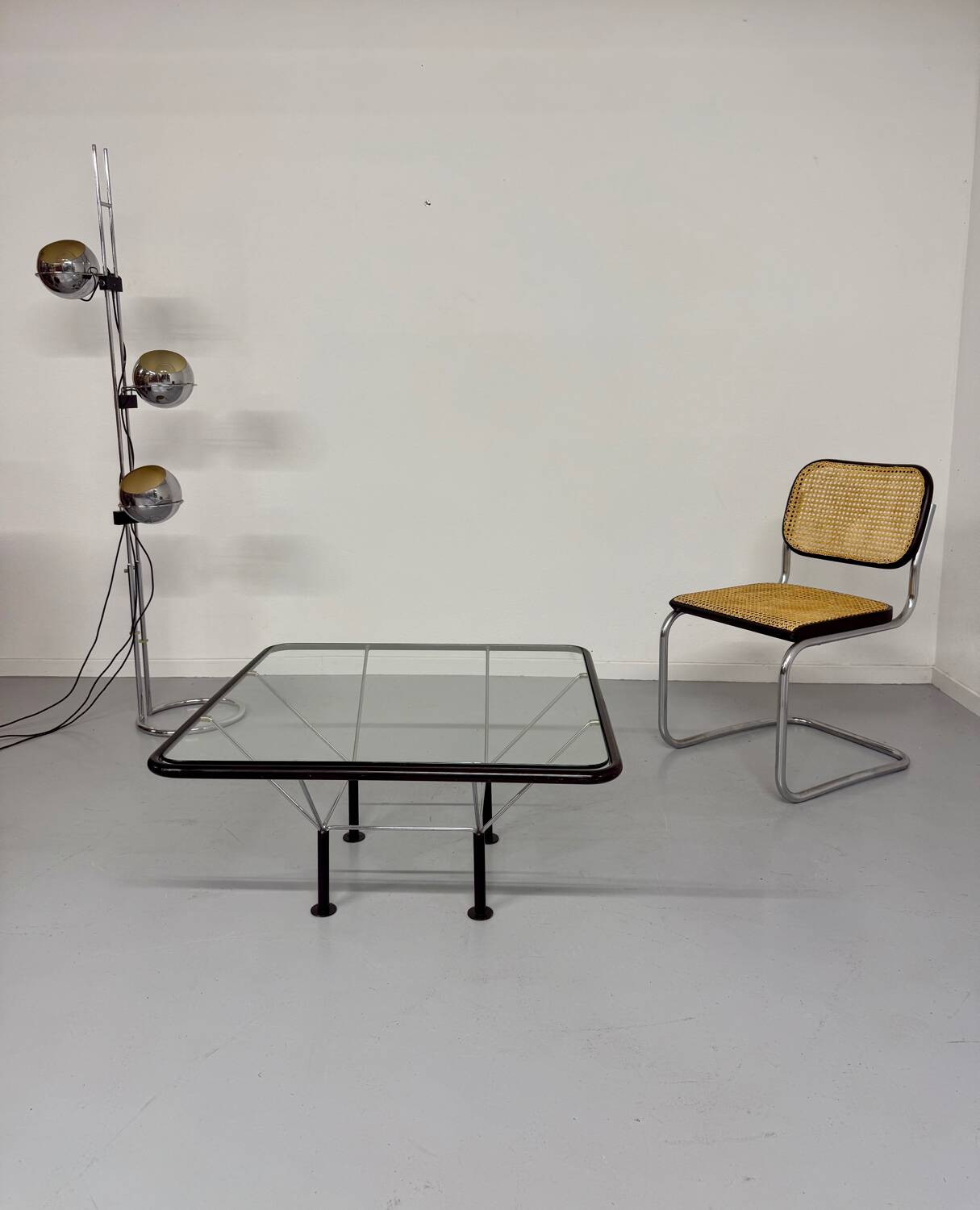 Niels Bendtsen architectural metal glass coffee table from the 70s