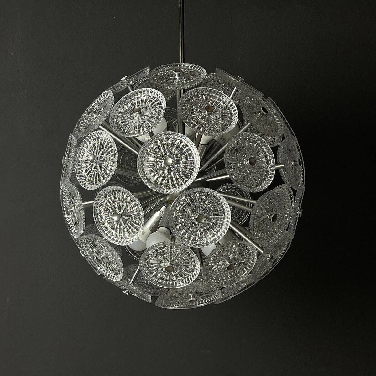 Vintage crystal dandelion lustre, Italy, 1960s