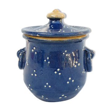 Pot bleu vintage avec couvercle
