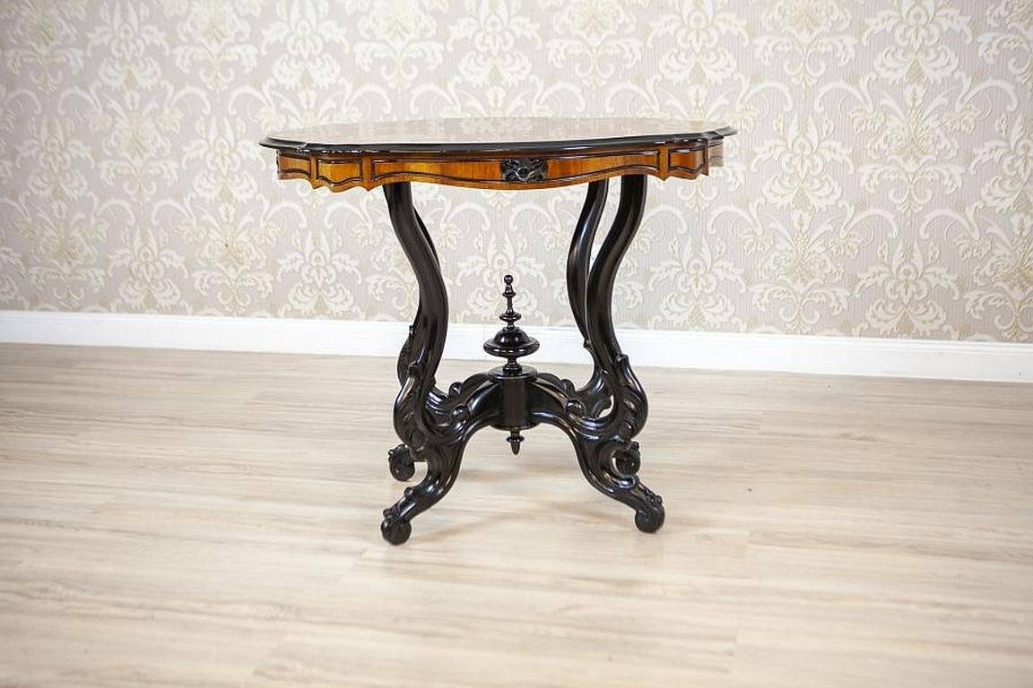 Antique Walnut Side Table with Veneered Top, 1890s