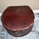 Hat box - Vintage hat box in burgundy brown leather 46x52