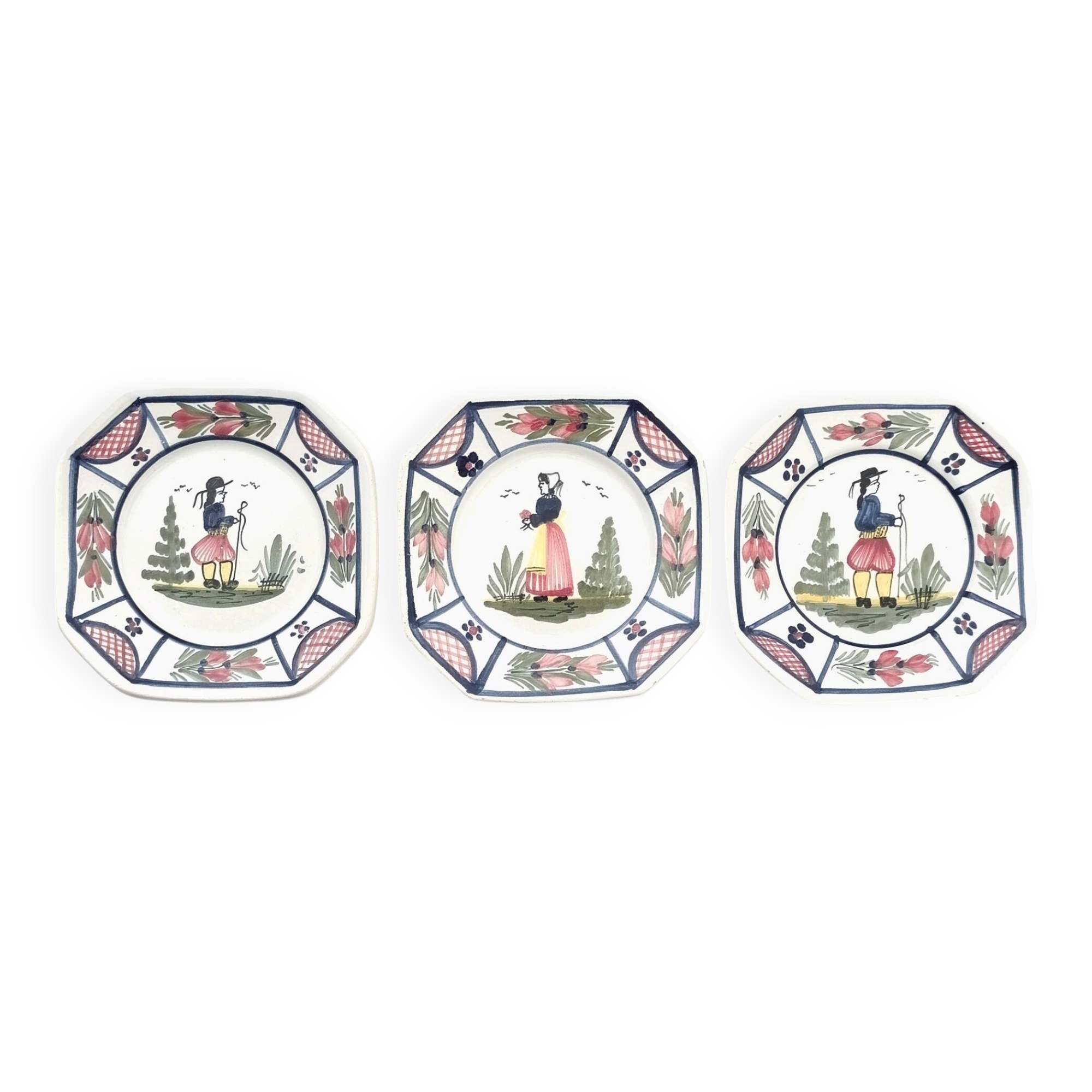 3 small plates Henriot Quimper