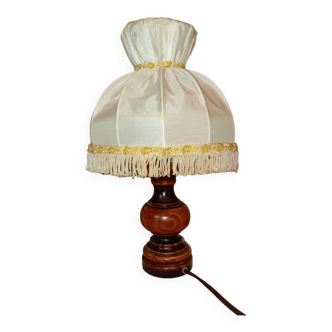 Pied de lampe boule en bois avec abat-jour Vintage - Le palais des bricoles