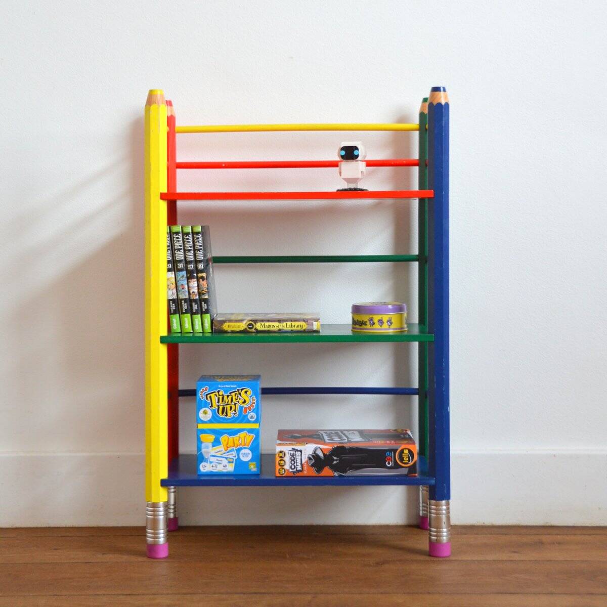 Pierre Sala pencil shelf on legs Clairefontaine collection 1980