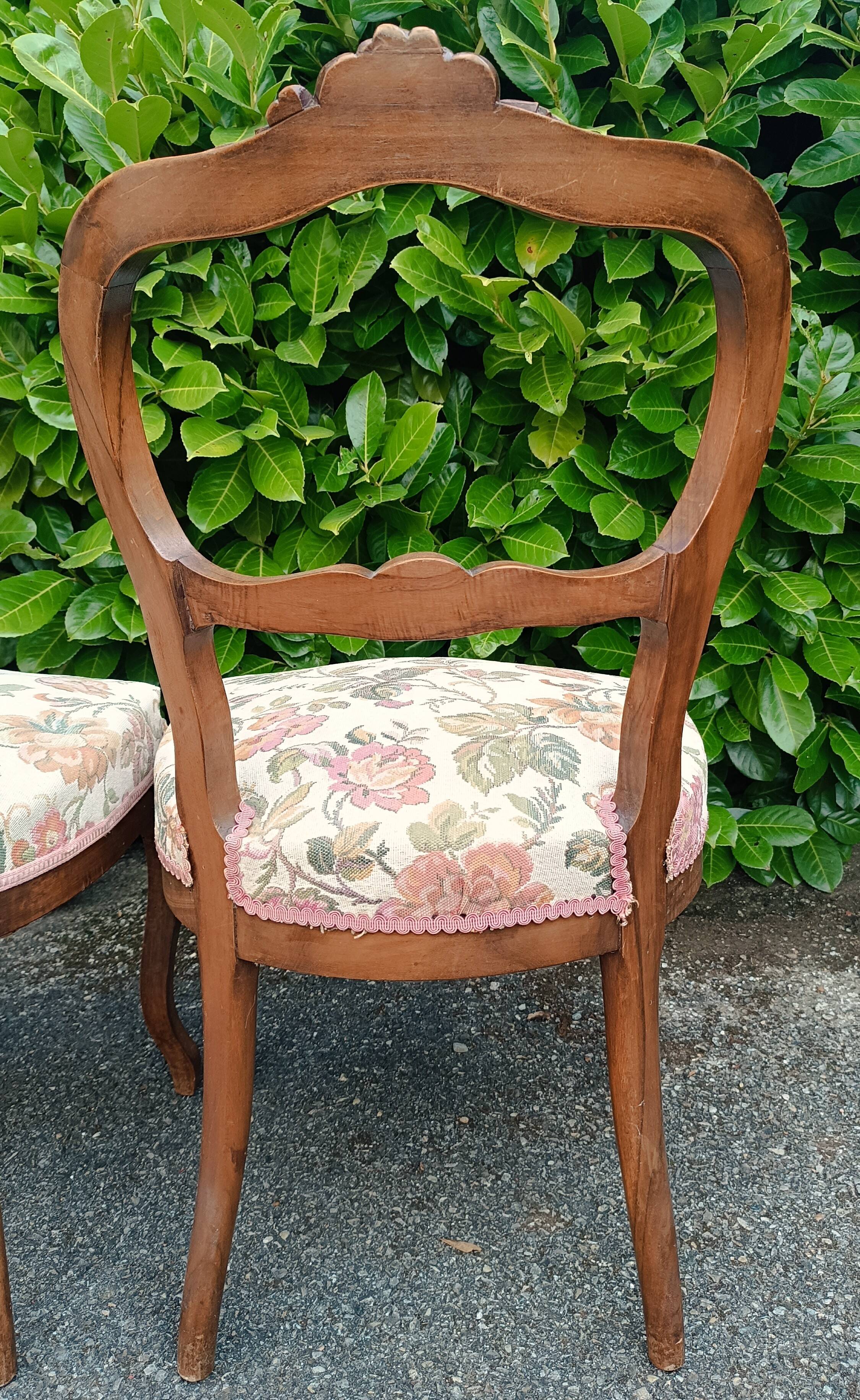 Pair of Louis XV chairs in carved walnut.