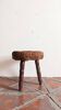 Rustic French Wood & Natural Fiber Stool/ Accent Table, Audoux-Minet Style
