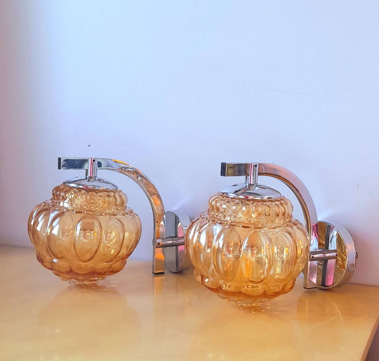 Pair of 70s ball wall lights