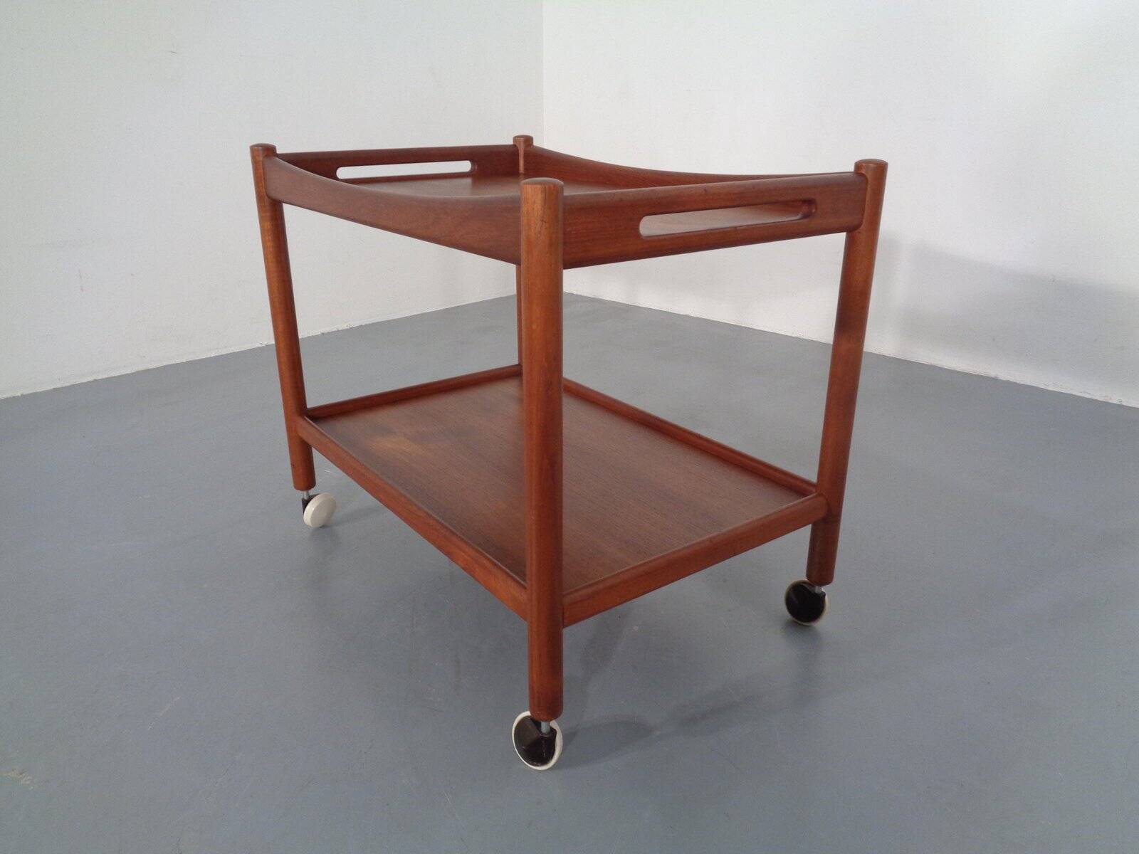 Teak tea cart by Hans J. Wegner for Andreas Tuck, Denmark, 1950s.