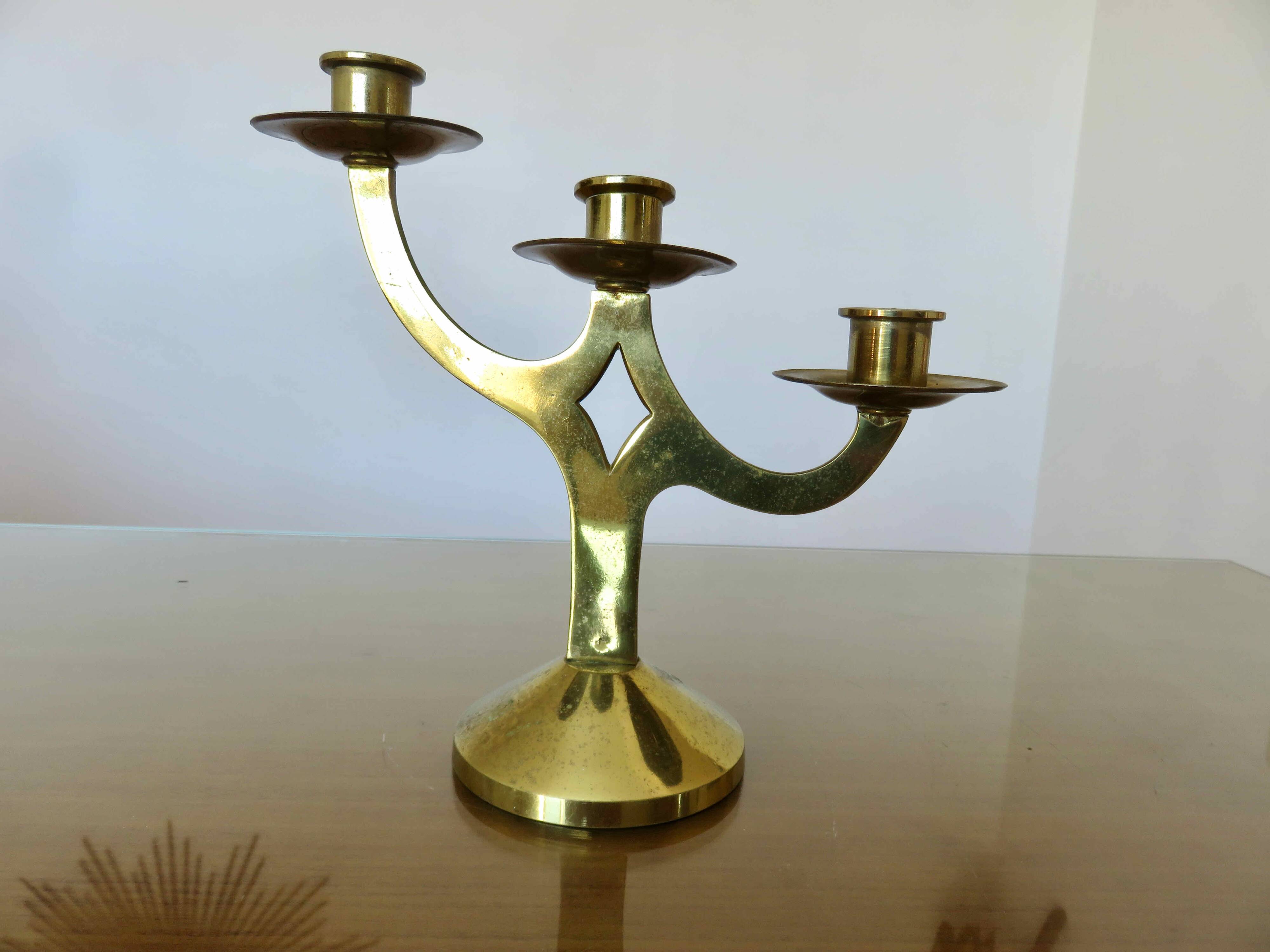Modernist brass candle holder from the 70s