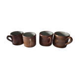 Vintage 4 cups or mugs with handles in sandstone glossy for beer? cider?