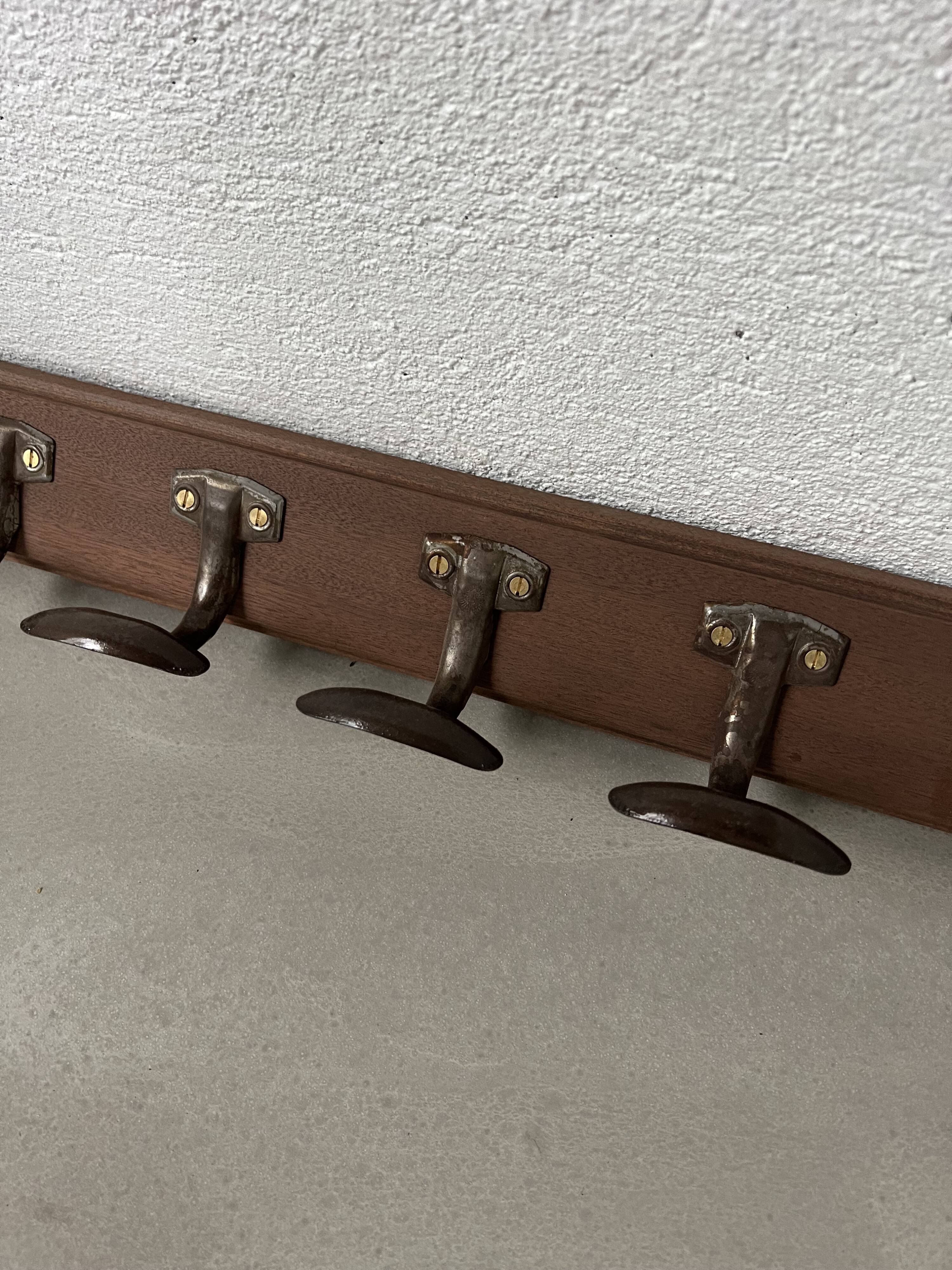 Old  school wall coat rack with 20 hooks, completely restored