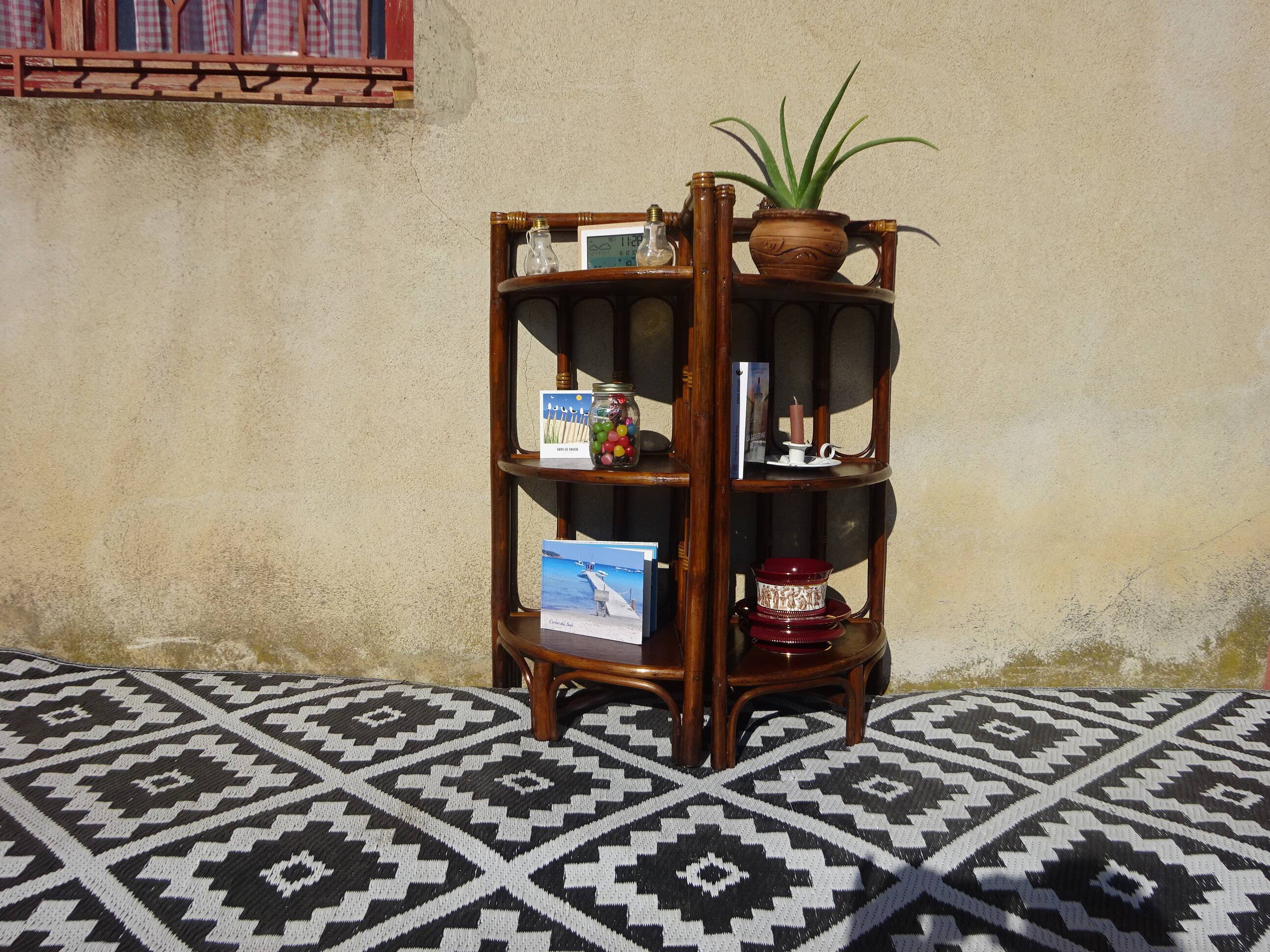 Pair of rattan bedside tables