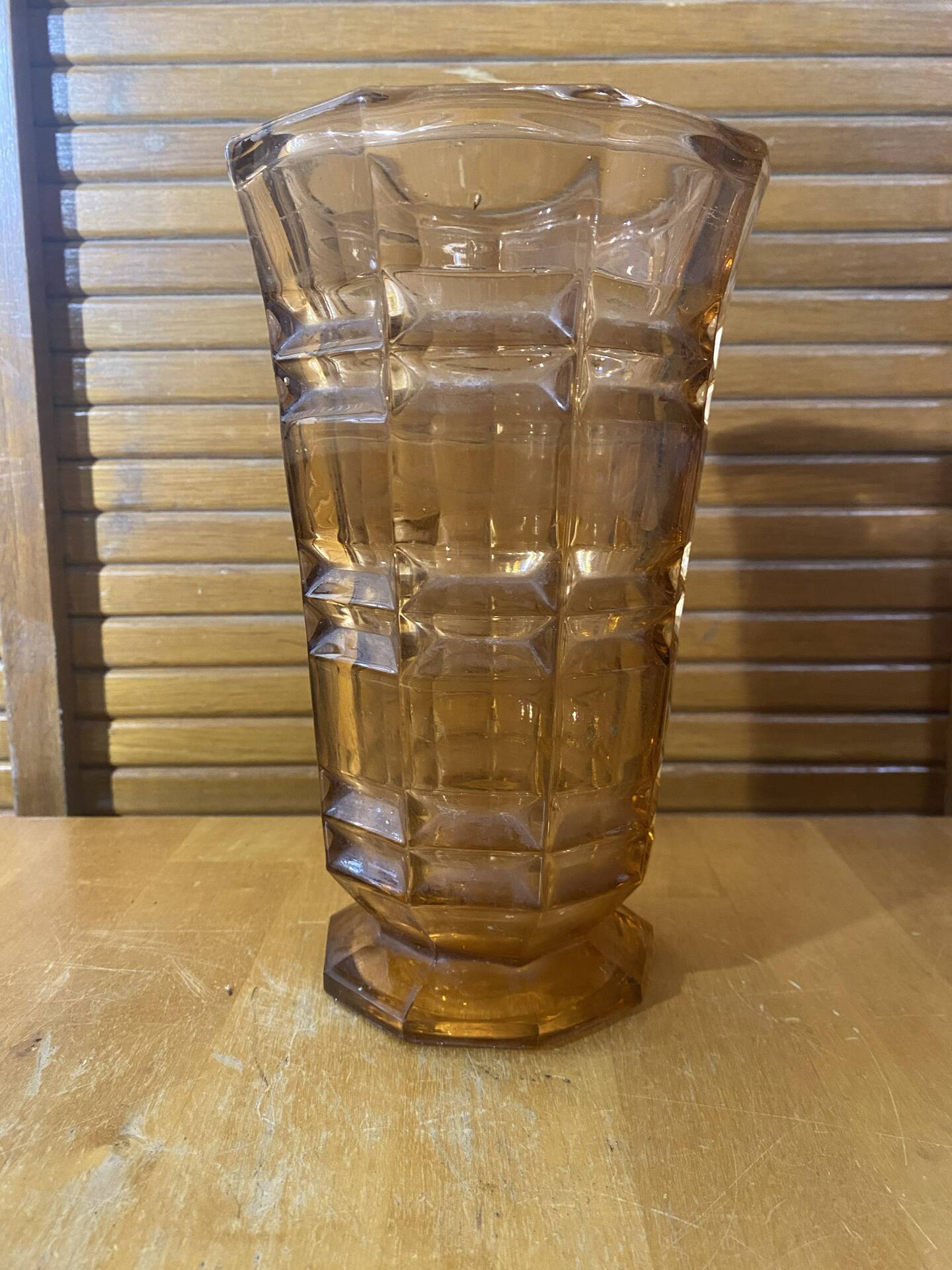 Vintage Art Deco Style Orange Amber Moulded Glass Vase
