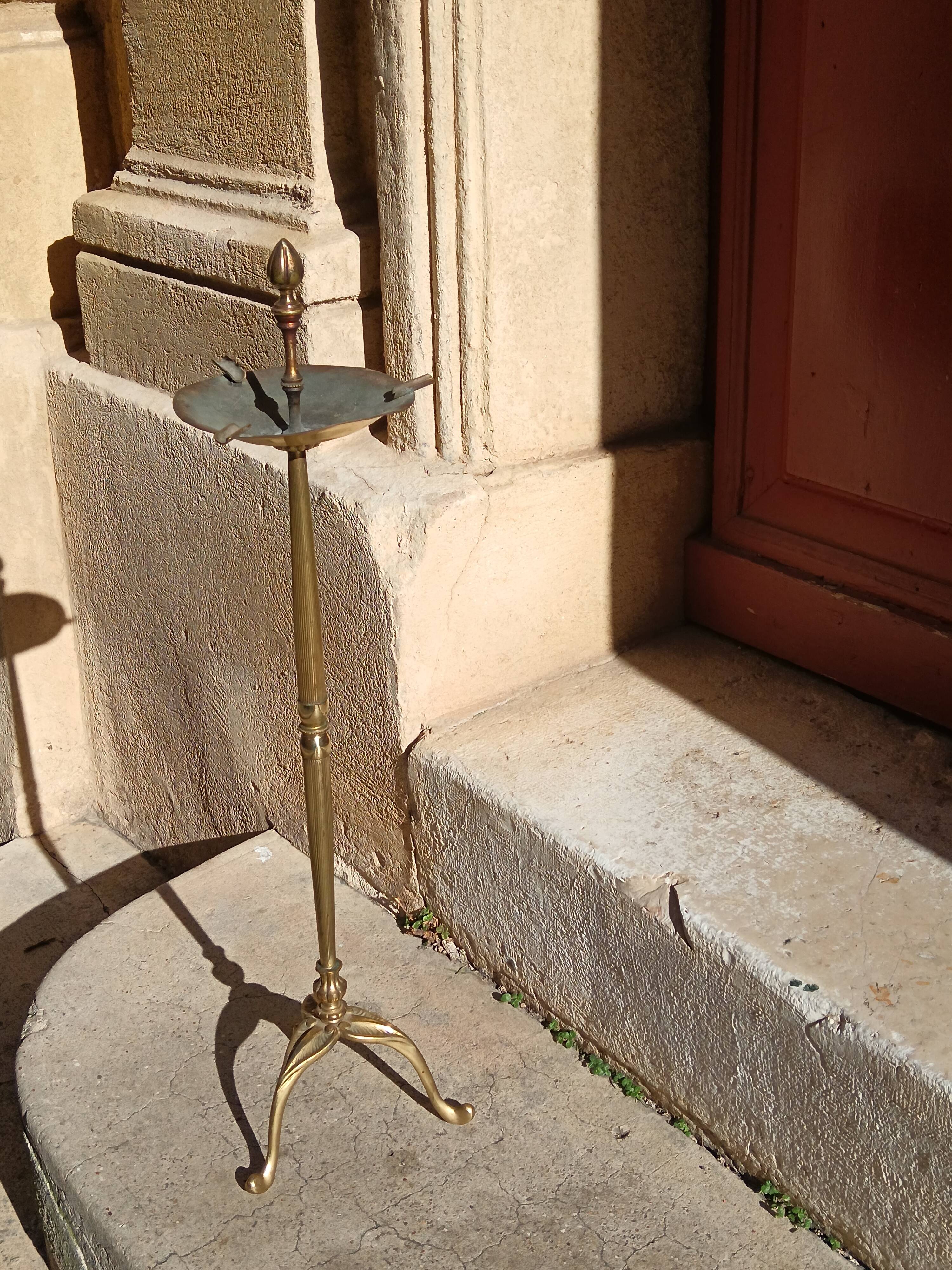 Brass ashtray on stand