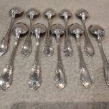10 cuilleres a cafe metal argente orfevre PG styleart nouveau fleurs
