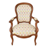 Antique wooden armchair – Louis XV style – floral fabric