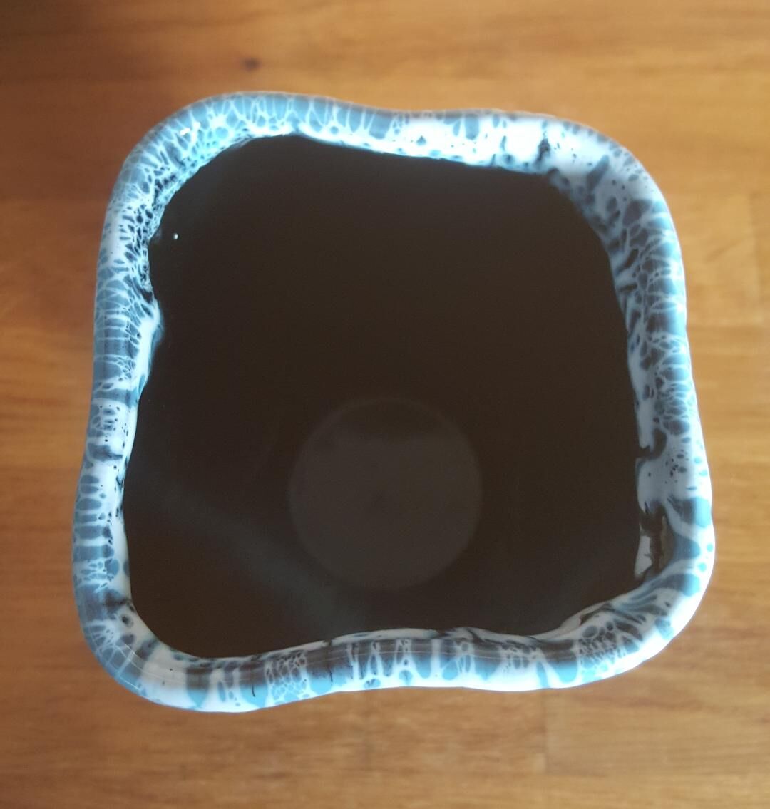 Vase style Vallauris black and blue H 14 cm