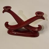 Bougeoir céramique Saint Clément rouge bordeaux