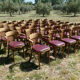 Set of 41 bistro chairs seated red skaï